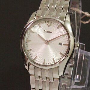 Bulova Ladies Classic Watch Silver Textured Dial Raised Indices Stainless 29mm